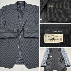 John Varvatos USA Black Chalk Stripe Seersucker Sport Coat Jacket Wool Blazer